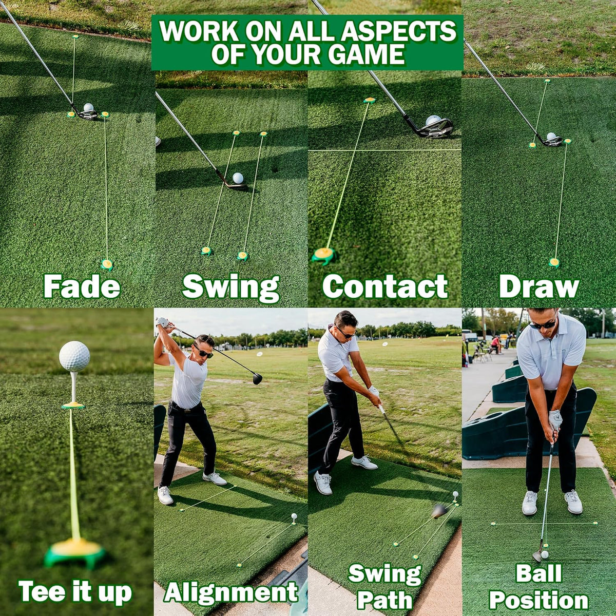 Tee Claw Golf Tee Holder - Premium Golf Mat Tee with Alignment String | Indoor & Outdoor Agility Training