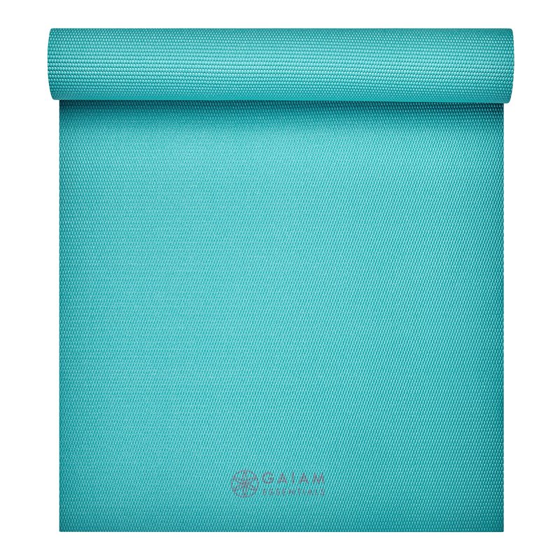 Gaiam Essentials 1/4" Thin (6mm) Yoga & Pilates, Fitness & Exercise Mat with Easy-Cinch Carrier Strap Cusion Support For Fitness and Gym Workouts