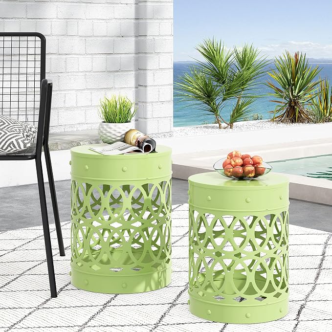 Christopher Knight Home Mellie Outdoor Side Tables - Green (Set of 2)