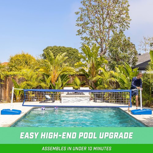 GoSports Splash Net Elite Pool Volleyball Game - Adjustable Water-Weighted Bases for Inground Pools