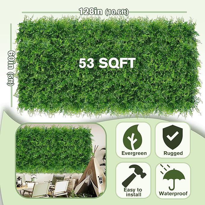 Greenery Faux Grass Wall Backdrop 60"x128" UV-Anti Artificial Green Boxwood