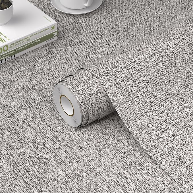 WADILE Grasscloth Peel and Stick Wallpaper 23.6in x 236in, Textured Contact