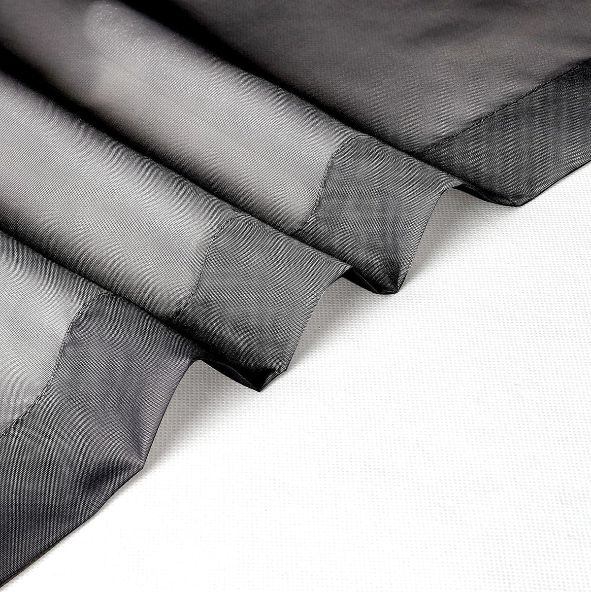 Chyhomenyc Black Sheer Valances for Windows 2 Pack, 42W x 14L Inches Small Window Curtains for Living Room Bathroom Cafe Laundry Basement, Elegant Top Dual Rod Pocket Voile Curtain
