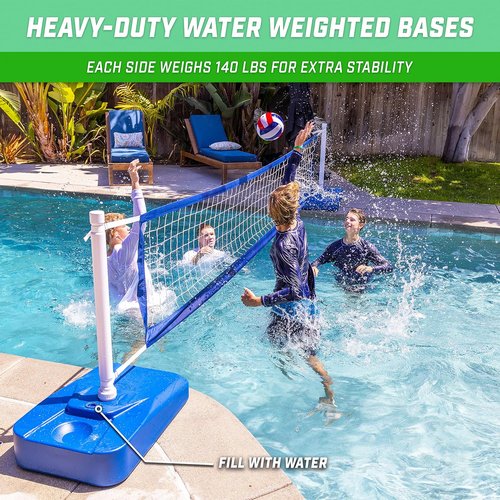 GoSports Splash Net Elite Pool Volleyball Game - Adjustable Water-Weighted Bases for Inground Pools