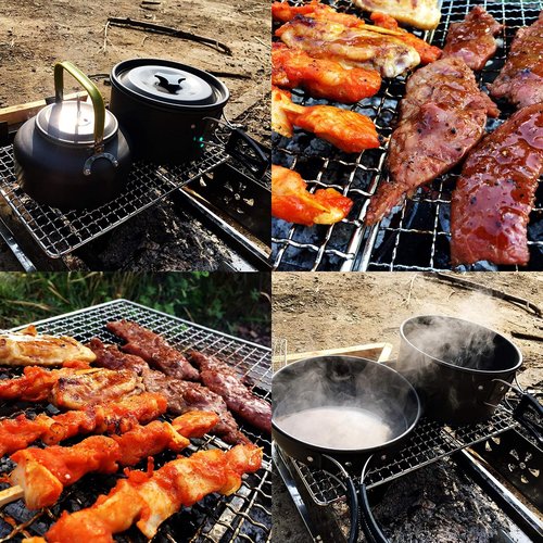 DZRZVD-The Bushcraft Backpacker's Grill Grate - Welded Stainless Steel Mesh (Camping Fire Rated)