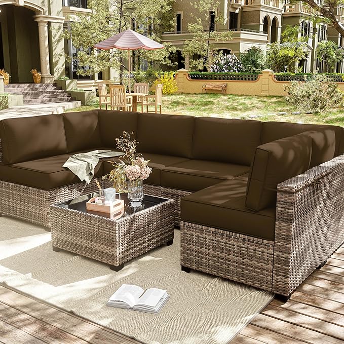 14 Pcs Outdoor Cushion Slipcovers Outdoor Patio Cushion Covers Replacement Waterproof with Zipper for Outdoor Furniture, Patio Sofa Couch 3 Sizes, Covers Only