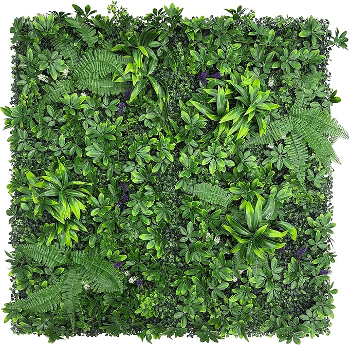 Artificial Green Boxwood Grass Wall Panels: 20"x20" UV Protected Ivy Privacy