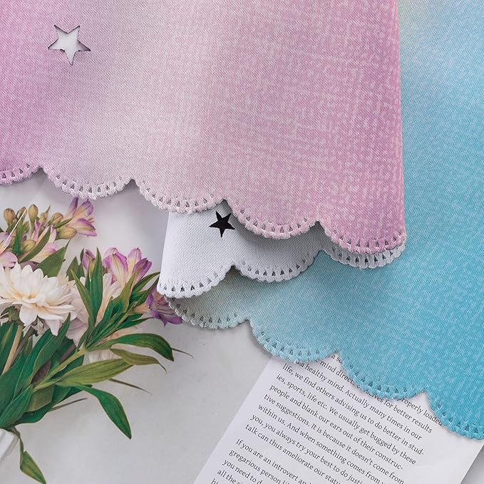 XiDi Curtains for Bedroom Decor, Rainbow Pink Purple/34/45