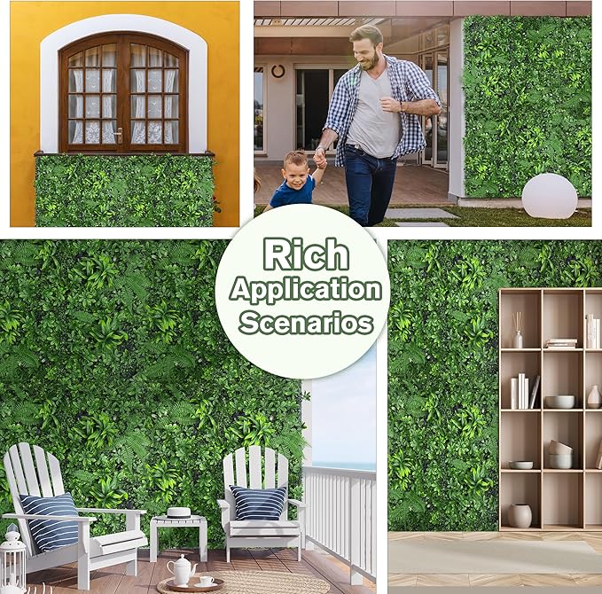 Artificial Green Boxwood Grass Wall Roll: 80"x120" UV Protected Ivy Privacy