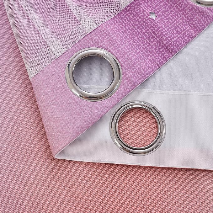 XiDi Pink Yellow Curtains for Bedroom Decor Blackout Curtains for Girls Kids