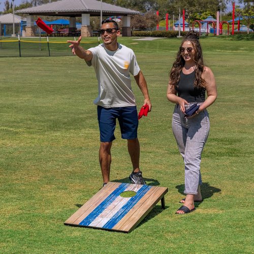 GoSports Portable Cornhole Set - 4 x 2 Ft or 3 x 2 Ft Options | Includes 8 Bean Bags & Travel Case