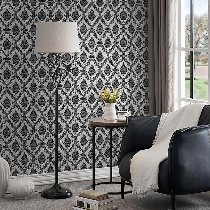 17.7" x 78" Peel and Stick Wallpaper Black Wallpaper
