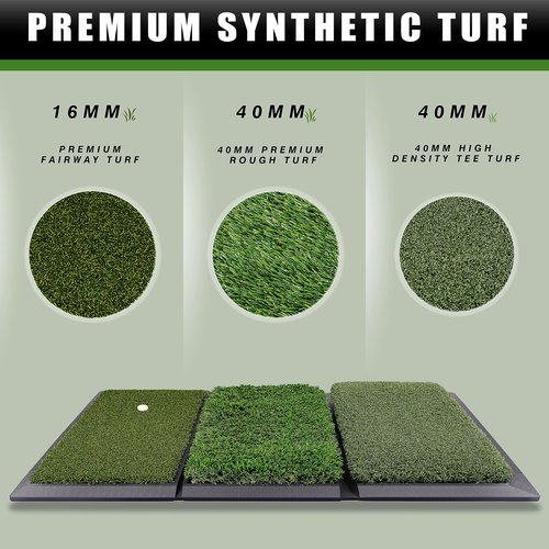 CHAMPKEY Professional Tri-Turf Golf Hitting Mat | Heavy Duty Rubber Backing Practice Mat Ideal for Indoor and Outdoor Training