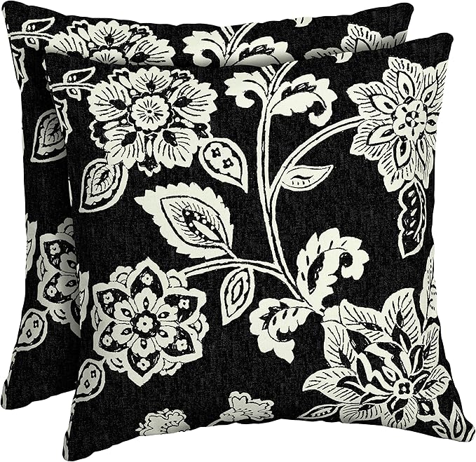 Arden Outdoor Toss Pillow, 2 Pack, 16 x 16, Rain-Proof, Fade Resistant Ashland Black Jacobean