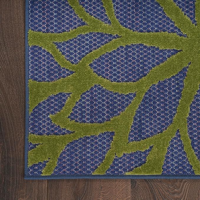 Nourison Home Aloha Indoor/Outdoor Modern Navy Multicolor 7'10" x 10'6" Area Rug, Easy Cleaning, Non Shedding, Bed Room, Living Room, Dining Room, Backyard, Deck, Patio (8x11)