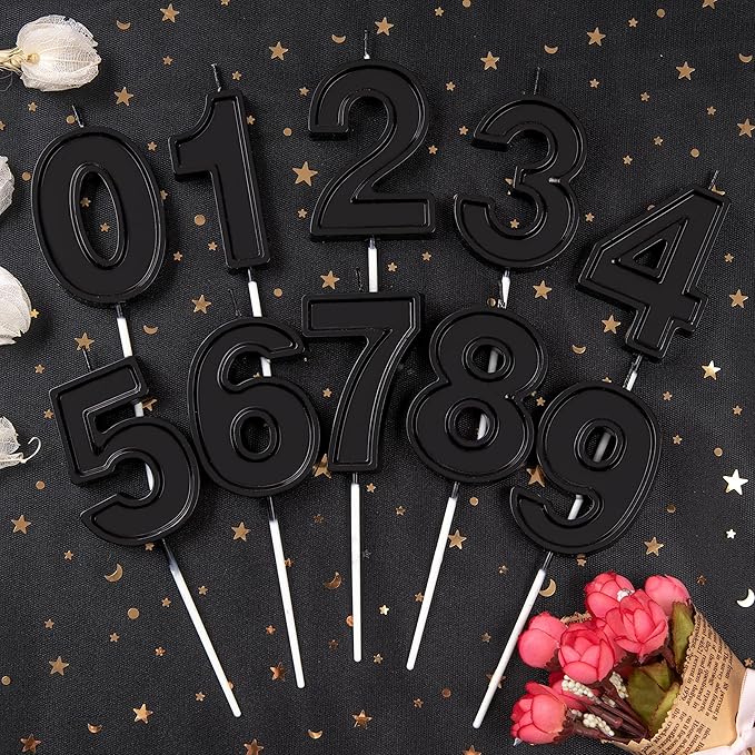 PHD CAKE 2.76 Inch Luxe Black 7 Number Birthday Candles, Black Number Candles, Cake Number Candles, Party Celebration