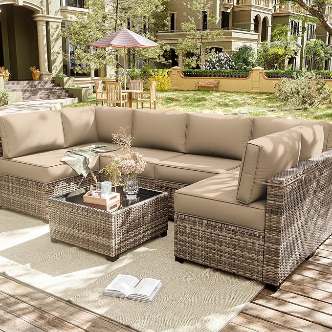 14 Pcs Outdoor Cushion Slipcovers Outdoor Patio Cushion Covers Replacement Waterproof with Zipper for Outdoor Furniture, Patio Sofa Couch 3 Sizes, Covers Only