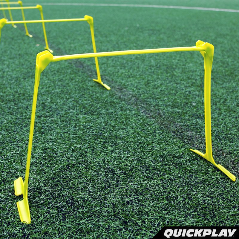 QUICKPLAY PRO Quick-Click Adjustable Speed Hurdles, Set of 6 | 3 Heights in One (6", 9", 12") | All-in-One Agility & Plyometric Training Hurdles | Patented, Portable & Durable
