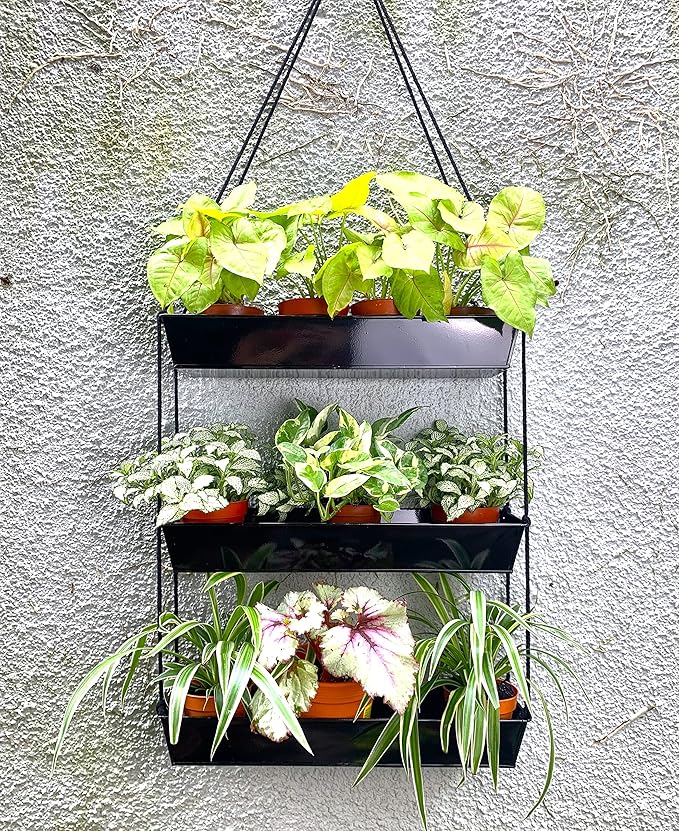 LaLaGreen 16 Inch Wall Mounted Tiered Planter