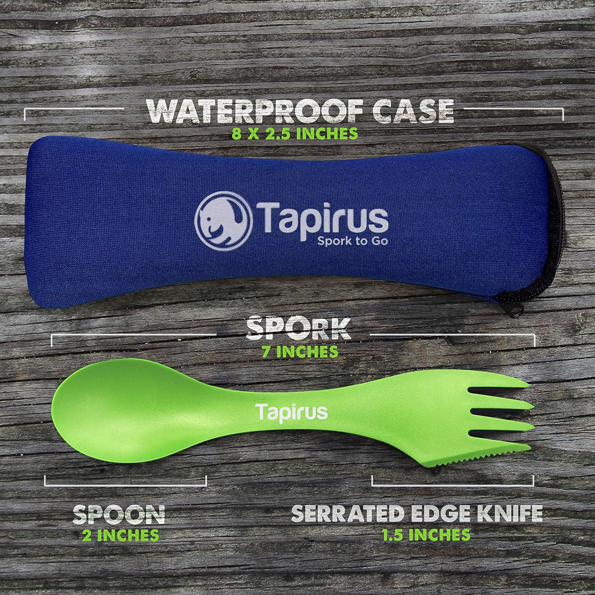Tapirus 4-Piece Spork Set - 7-Inch Durable BPA-Free Utensils for Camping & Outdoor Use