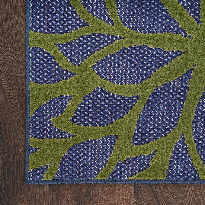 Nourison Home Aloha Indoor/Outdoor Modern Navy Multicolor 2' x 6' Area Rug, Easy Cleaning, Non Shedding, Bed Room, Living Room, Dining Room, Backyard, Deck, Patio (2x6)